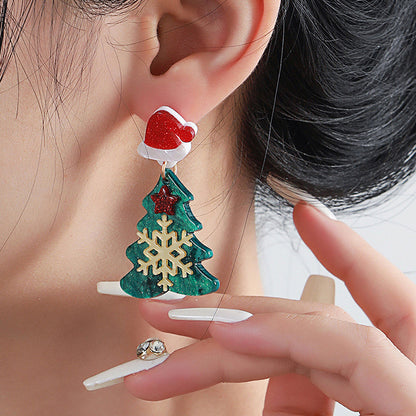 Fashion Christmas Hat Santa Claus Arylic Enamel Plating Women's Drop Earrings 1 Pair