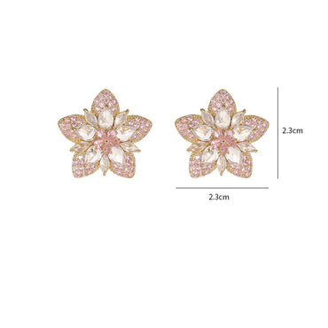 Sweet Geometric Star Copper Inlay Zircon Ear Studs 1 Pair