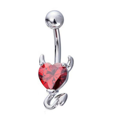 Simple Style Heart Shape Titanium Steel Inlay Zircon Belly Ring 1 Piece