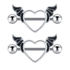 Retro Angel Heart Shape Stainless Steel Plating Belly Ring 1 Piece