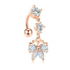 Fashion Solid Color Stainless Steel Inlay Artificial Gemstones Belly Ring