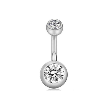 Fashion Solid Color Stainless Steel Inlay Artificial Gemstones Belly Ring