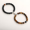 Fashion Round Stainless Steel Alloy Natural Stone Beaded Bracelets