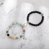 Fashion Round Stainless Steel Alloy Natural Stone Beaded Bracelets