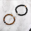 Fashion Round Stainless Steel Alloy Natural Stone Beaded Bracelets