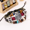 Simple Style Eye Pu Leather Alloy Natural Stone Beaded Layered Unisex Bracelets 1 Piece