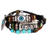 Simple Style Eye Pu Leather Alloy Natural Stone Beaded Layered Unisex Bracelets 1 Piece