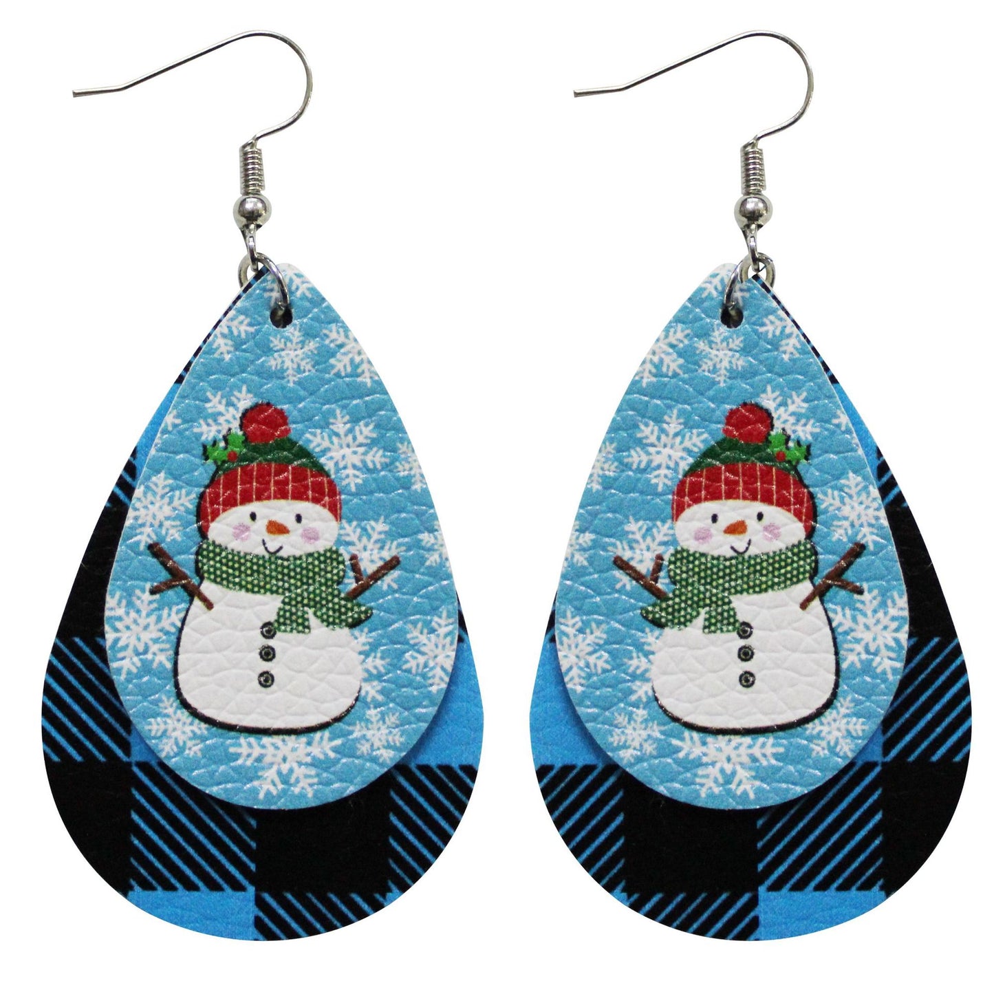 1 Pair Cute Santa Claus Snowman Elk Pu Leather Drop Earrings