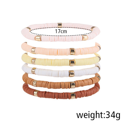 Simple Style Color Block Soft Clay Knitting Women's Bracelets 6 Pieces