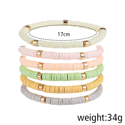 Simple Style Color Block Soft Clay Knitting Women's Bracelets 6 Pieces