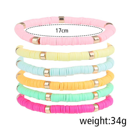 Simple Style Color Block Soft Clay Knitting Women's Bracelets 6 Pieces