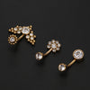 Fashion Solid Color Titanium Steel Rhinestone Belly Ring 1 Piece