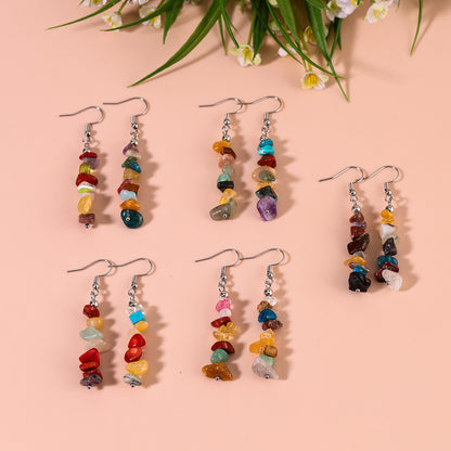 1 Pair Retro Irregular Plating Natural Stone Drop Earrings