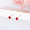 Simple Style Heart Shape Sterling Silver Inlay Zircon Ear Studs 1 Pair