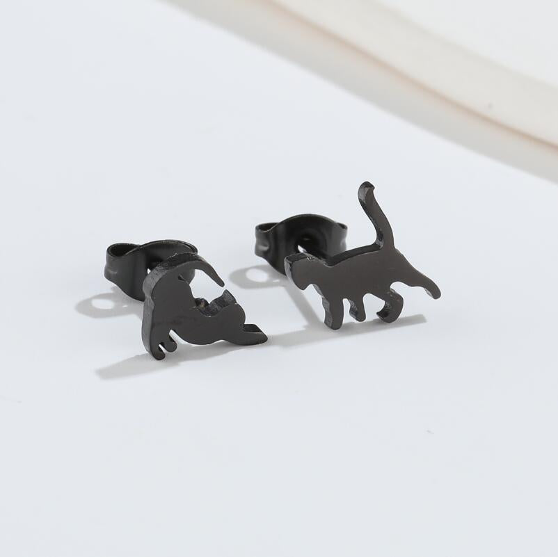 Fashion Cat Titanium Steel Plating Earrings 1 Pair