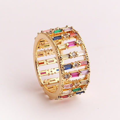 1 Piece Simple Style Flower Copper Inlay Zircon Open Ring