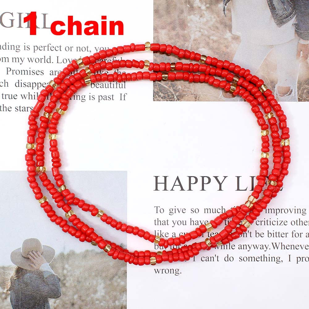 Ethnic Style Solid Color Beaded Women's Waist Chain 1 Piece