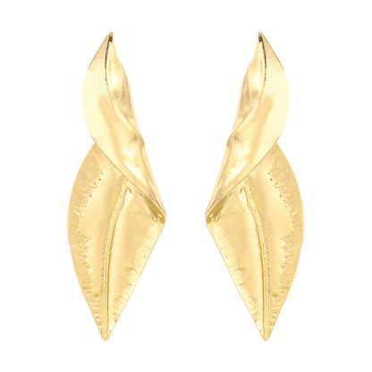 1 Pair Ins Style Leaf Plating Metal Ear Studs