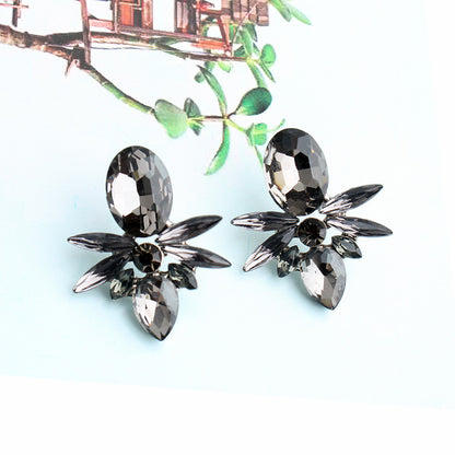 Glam Geometric Plating Alloy Glass Ear Studs