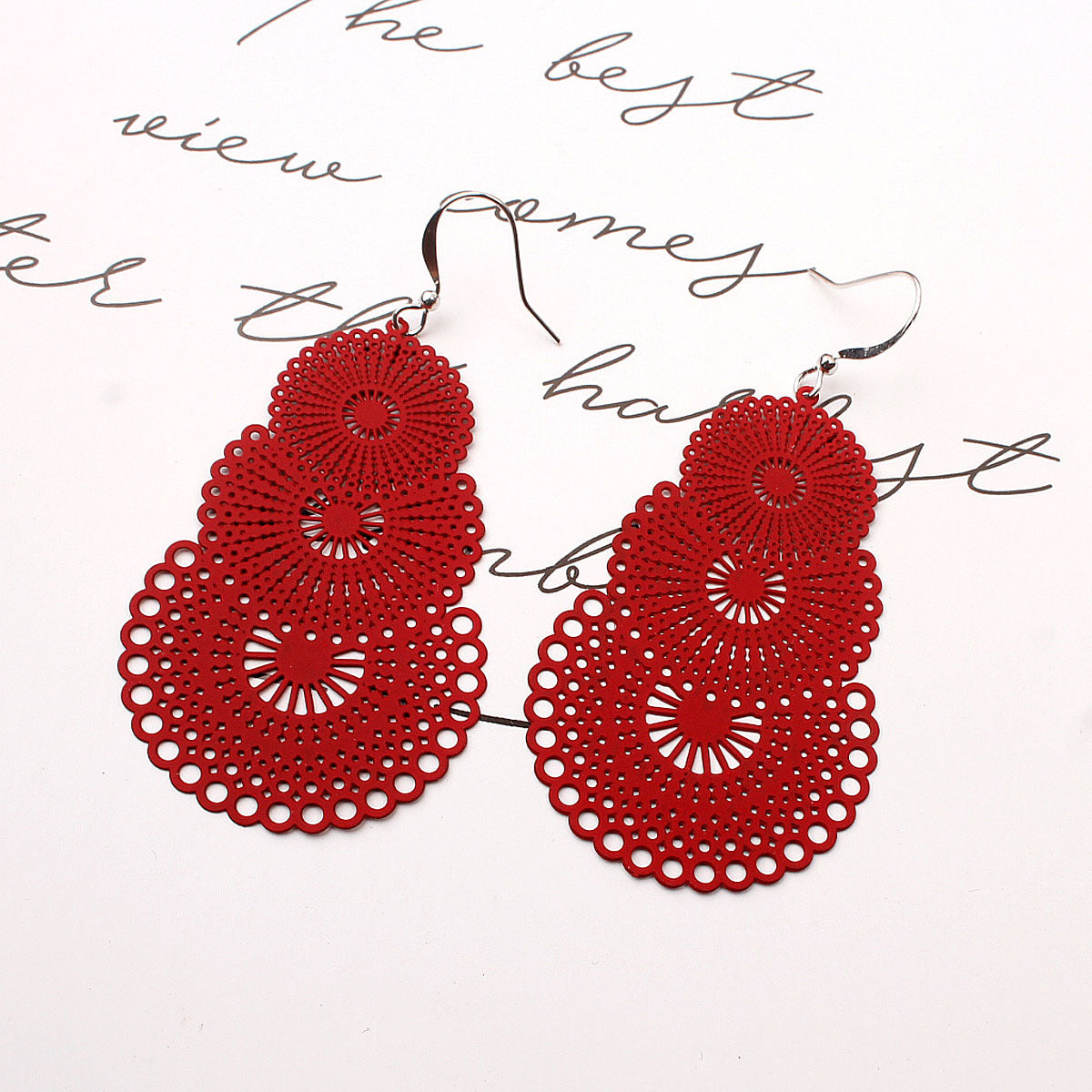 Fashion Printing Metal Stoving Varnish Women's Earrings 1 Pair