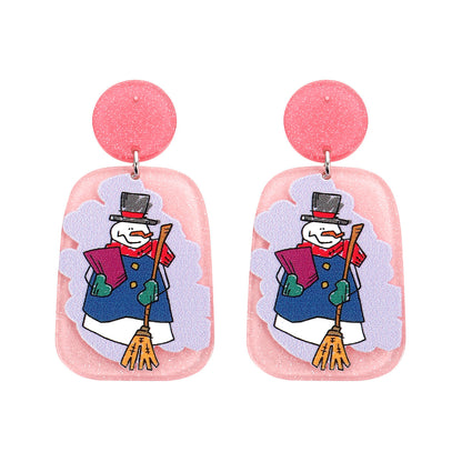 Fashion Christmas Tree Santa Claus Plastic Printing Women's Drop Earrings 1 Pair