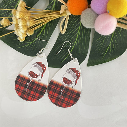 Cute Christmas Hat Christmas Tree Plaid Alloy Women's Drop Earrings 1 Pair