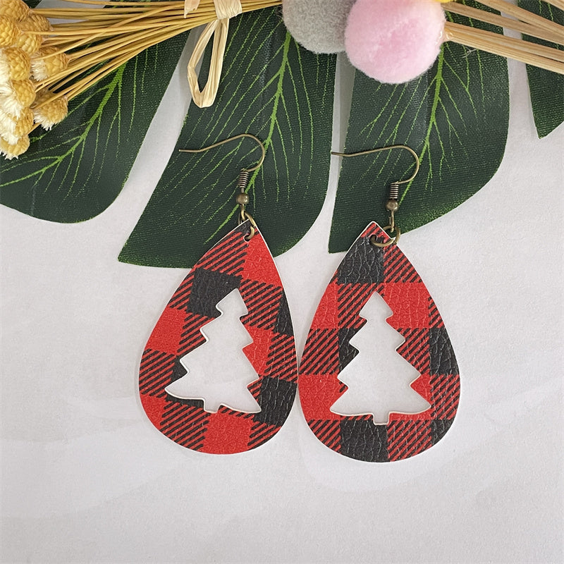 Cute Christmas Hat Christmas Tree Plaid Alloy Women's Drop Earrings 1 Pair