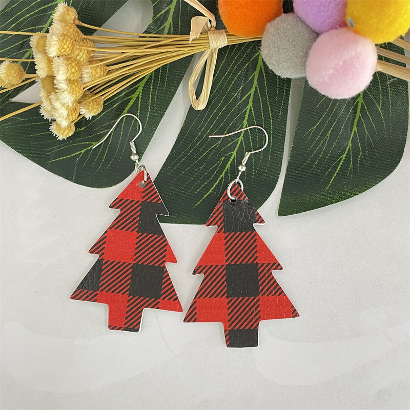 Cute Christmas Hat Christmas Tree Plaid Alloy Women's Drop Earrings 1 Pair