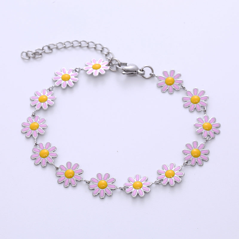 Bohemian Flower Stainless Steel Epoxy Bracelets