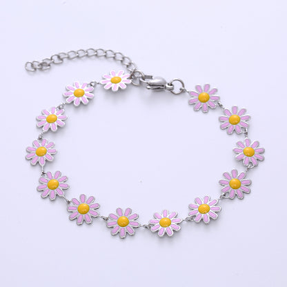 Bohemian Flower Stainless Steel Epoxy Bracelets