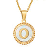 Simple Style Round Letter Stainless Steel Inlay Shell Pendant Necklace