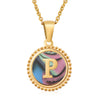 Simple Style Round Letter Stainless Steel Inlay Shell Pendant Necklace