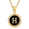 Simple Style Round Letter Stainless Steel Inlay Shell Pendant Necklace