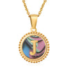 Simple Style Round Letter Stainless Steel Inlay Shell Pendant Necklace