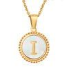 Simple Style Round Letter Stainless Steel Inlay Shell Pendant Necklace