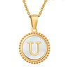 Simple Style Round Letter Stainless Steel Inlay Shell Pendant Necklace