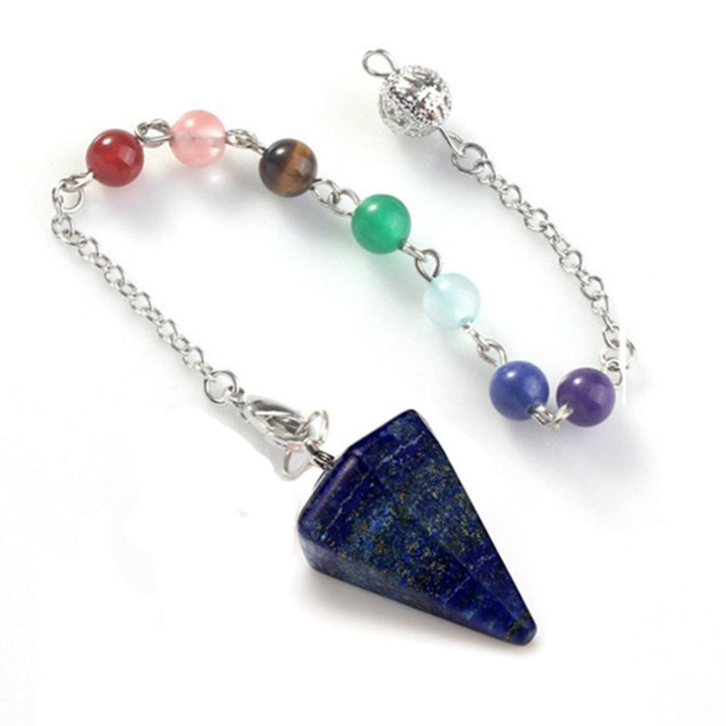 Fashion Hexagonal Pyramid Stone Beaded Pendant Necklace 1 Piece