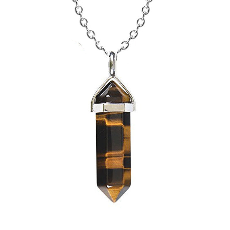 Fashion Hexagon Prism Stone Plating Pendant Necklace 1 Piece