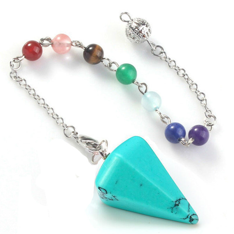 Fashion Hexagonal Pyramid Stone Beaded Pendant Necklace 1 Piece