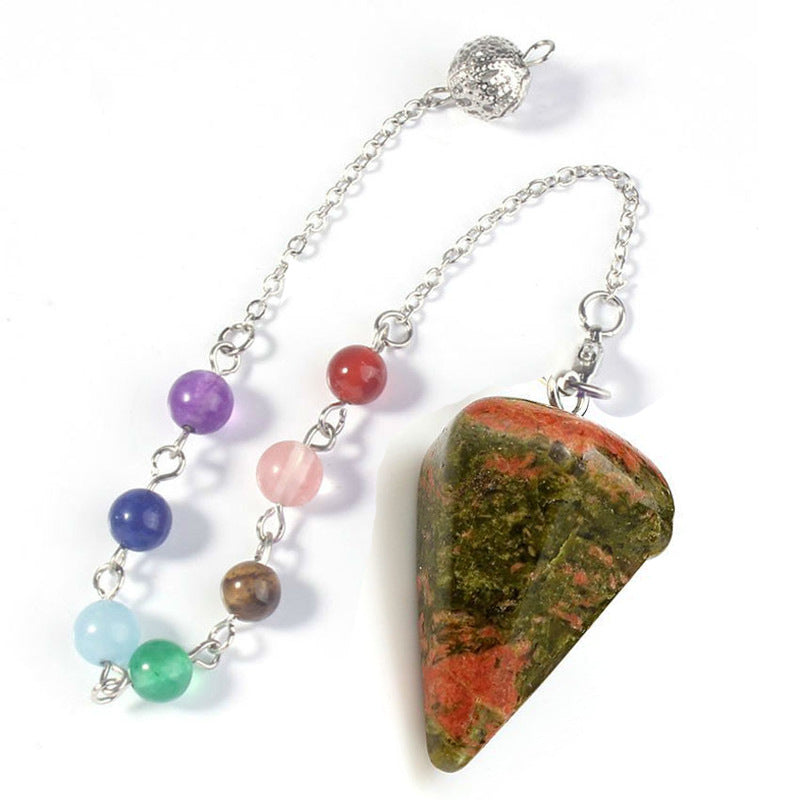 Fashion Hexagonal Pyramid Stone Beaded Pendant Necklace 1 Piece