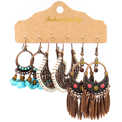 1 Set Retro Round Metal Plating Women's Drop Earrings