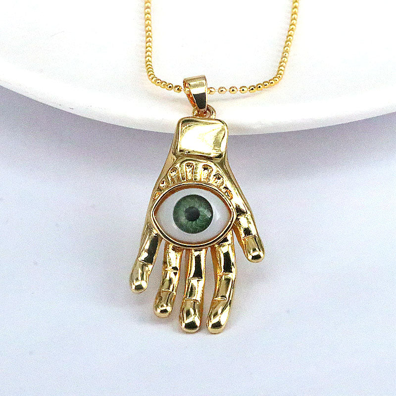 Hip-hop Palm Eye Copper Gold Plated Pendant Necklace 1 Piece