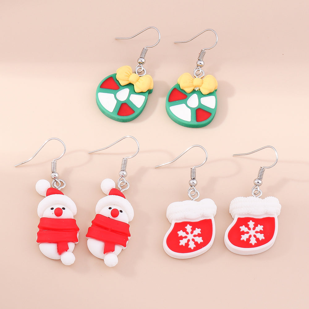 1 Pair Fashion Christmas Tree Santa Claus Epoxy Plastic Drop Earrings