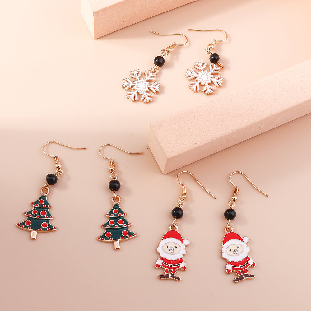 1 Pair Simple Style Christmas Tree Santa Claus Epoxy Alloy Drop Earrings