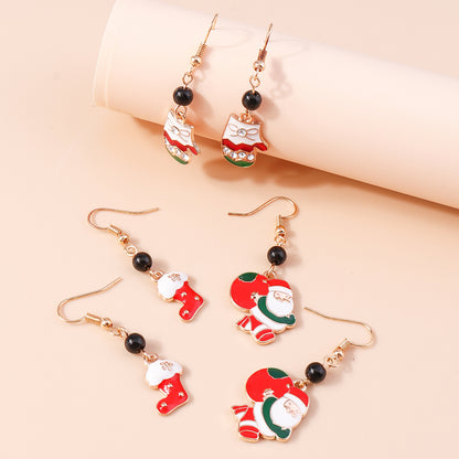 1 Pair Simple Style Christmas Tree Santa Claus Epoxy Alloy Drop Earrings