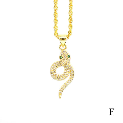 Elegant Snake Copper Plating Zircon Pendant Necklace