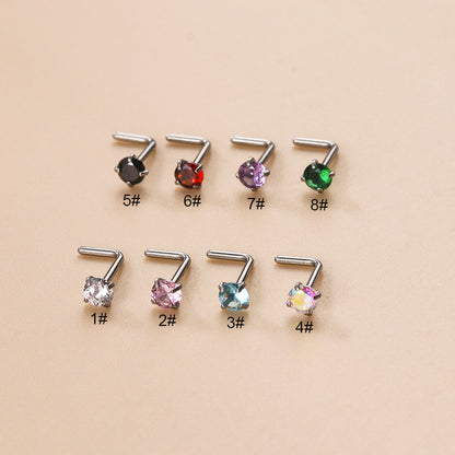 Fashion Geometric Stainless Steel Zircon Nose Studs 1 Piece