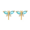 Cute Animal Brass Ear Studs Inlay Copper Earrings 1 Pair