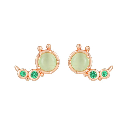 Cute Animal Brass Ear Studs Inlay Copper Earrings 1 Pair