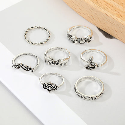 Retro Geometric Heart Shape Butterfly Alloy Women's Rings 1 Set